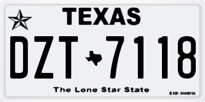 TX license plate DZT7118