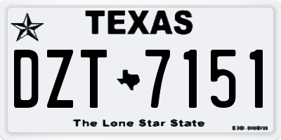 TX license plate DZT7151