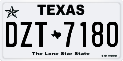 TX license plate DZT7180