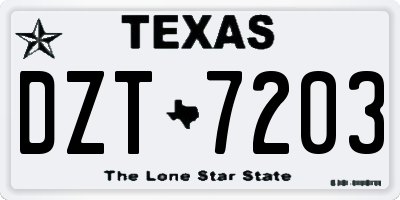 TX license plate DZT7203