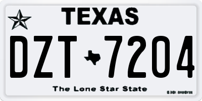 TX license plate DZT7204