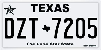 TX license plate DZT7205