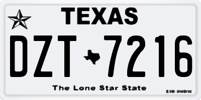 TX license plate DZT7216