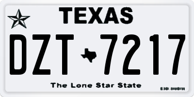 TX license plate DZT7217