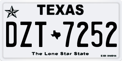 TX license plate DZT7252