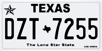 TX license plate DZT7255