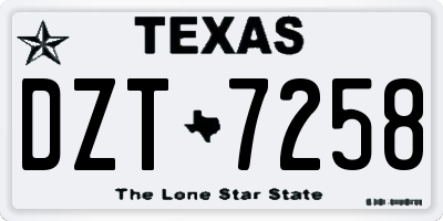 TX license plate DZT7258