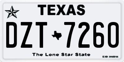 TX license plate DZT7260