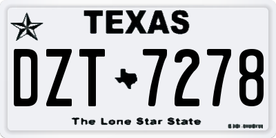 TX license plate DZT7278