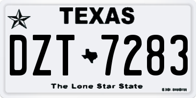 TX license plate DZT7283