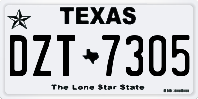 TX license plate DZT7305