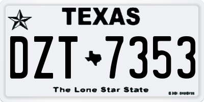 TX license plate DZT7353