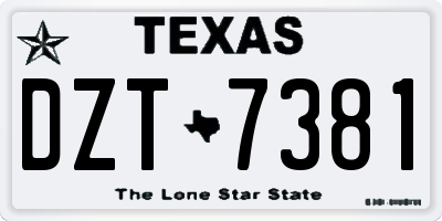 TX license plate DZT7381