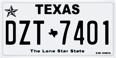 TX license plate DZT7401