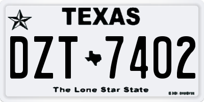 TX license plate DZT7402