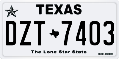 TX license plate DZT7403