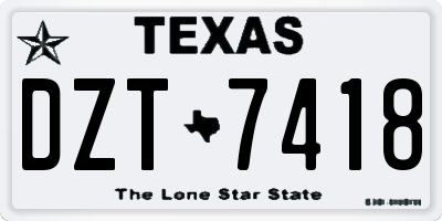 TX license plate DZT7418