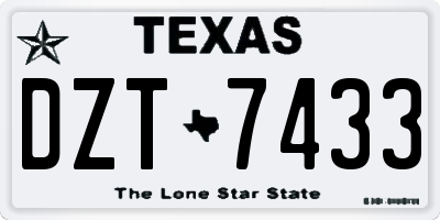 TX license plate DZT7433