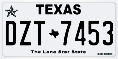 TX license plate DZT7453