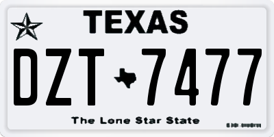 TX license plate DZT7477