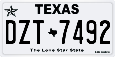 TX license plate DZT7492