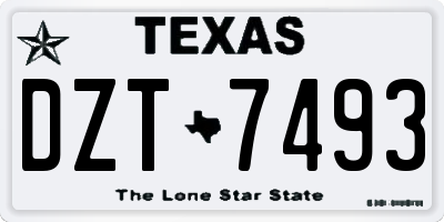 TX license plate DZT7493