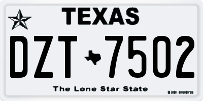TX license plate DZT7502