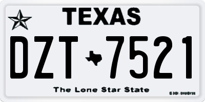 TX license plate DZT7521