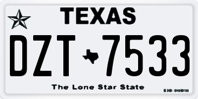 TX license plate DZT7533