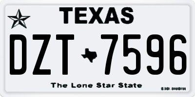 TX license plate DZT7596