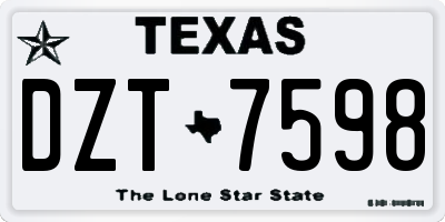 TX license plate DZT7598