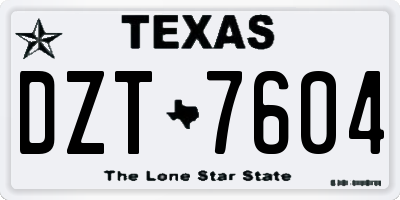 TX license plate DZT7604