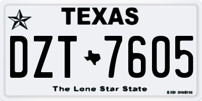 TX license plate DZT7605