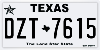 TX license plate DZT7615