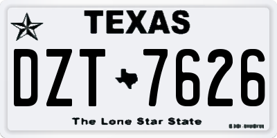 TX license plate DZT7626