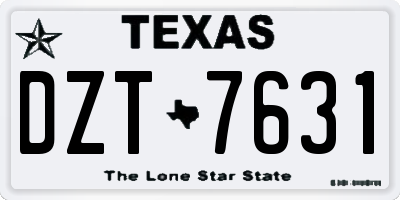 TX license plate DZT7631
