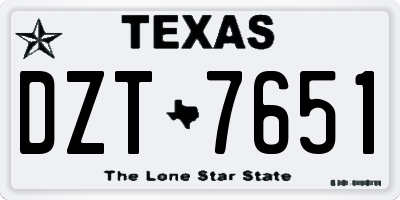 TX license plate DZT7651