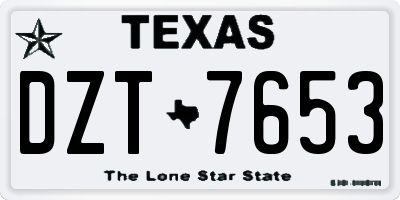 TX license plate DZT7653