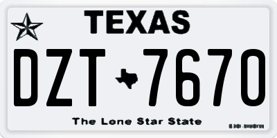 TX license plate DZT7670