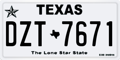 TX license plate DZT7671