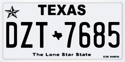 TX license plate DZT7685