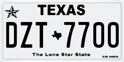 TX license plate DZT7700
