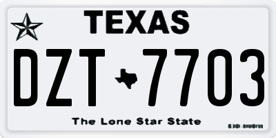 TX license plate DZT7703