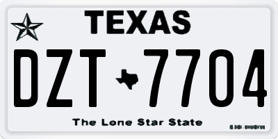TX license plate DZT7704