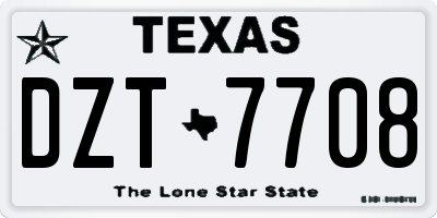 TX license plate DZT7708