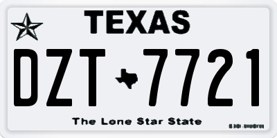 TX license plate DZT7721