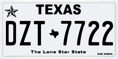 TX license plate DZT7722