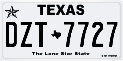 TX license plate DZT7727