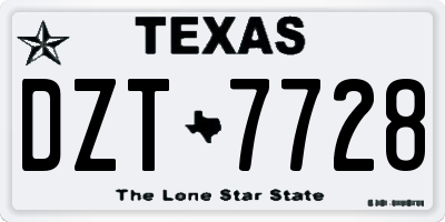 TX license plate DZT7728