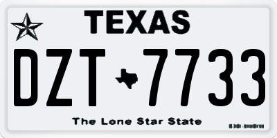 TX license plate DZT7733